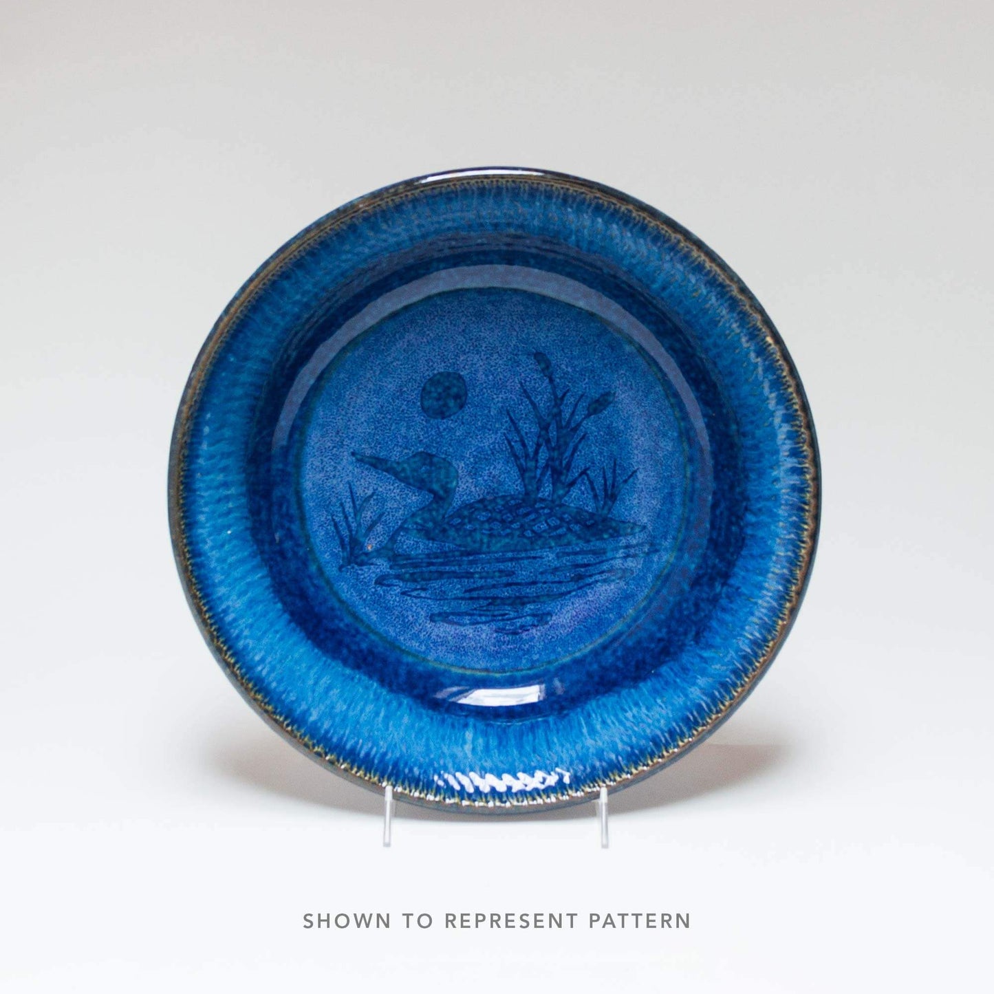 Handmade Pottery Harvest Bowl in Blue Loon pattern made by Georgetown Pottery in Maine
